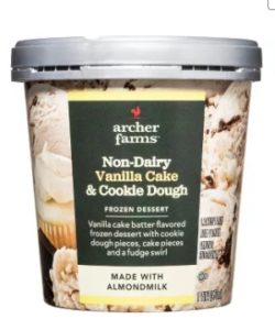 Archer Farms Non-Dairy Ice Cream Reviews and Info - Target brand of dairy-free and vegan frozen dessert in 7 indulgent, dessert-forward flavors. Pictured: vanilla cake and cookie dough