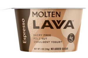 Molten Lavva Yogurt Reviews and Info - Dairy-Free, Gluten-Free, Vegan, and Keto-Friendly. No added sugars, 50 billion probiotics. Pictured: Espresso