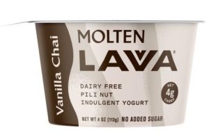 Molten Lavva Yogurt Reviews and Info - Dairy-Free, Gluten-Free, Vegan, and Keto-Friendly. No added sugars, 50 billion probiotics. Pictured: Vanilla Chai