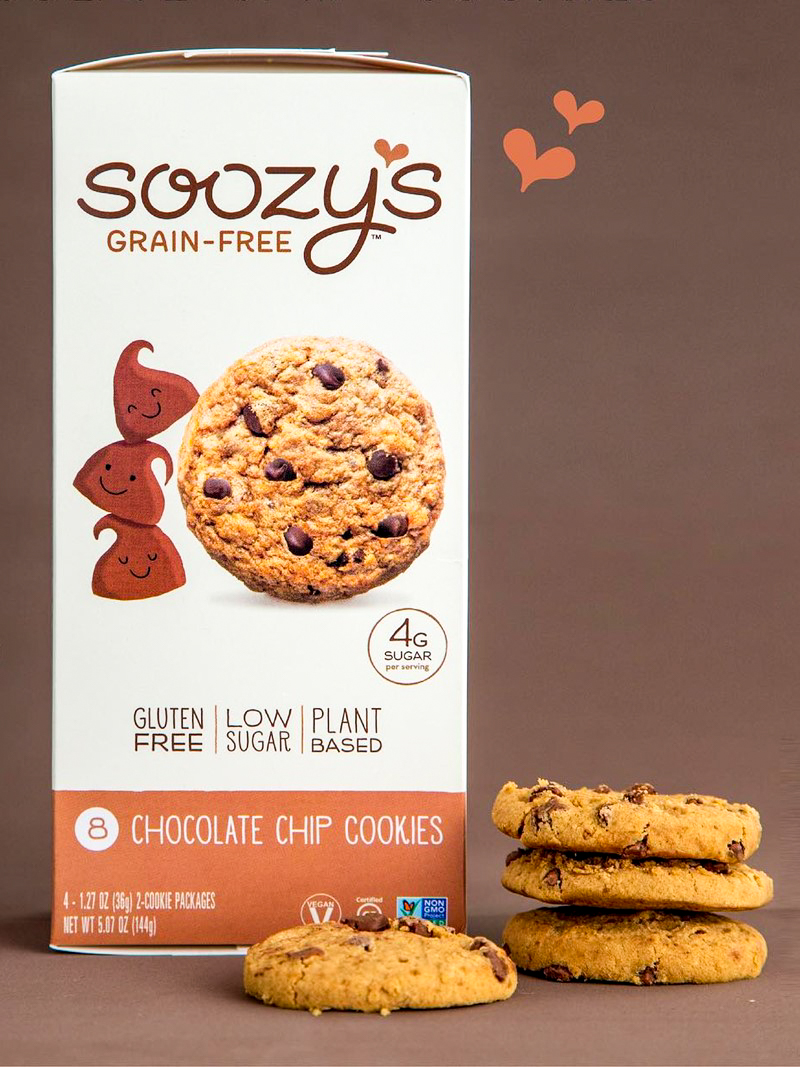 Soozy's Grain-Free Cookies Reviews and Info - Vegan, dairy-free, egg-free, gluten-free, and soy-free! They're also made without gums or other additives. Pictured: Chocolate Chip