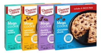 Duncan Hines Mega Cookies Reviews and Info - All dairy-free and kosher pareve. Four Varieties: Chocolate Chunk, Double Chocolate Chunk, Sugar with Sprinkles, and Oatmeal Chocolate Chip
