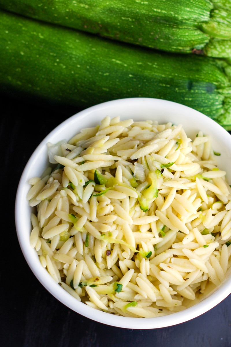 Disappearing Dairy-Free Zucchini Orzo Recipe - plant-based, vegan-friendly, allergy-friendly options. Great side or one-dish meal!