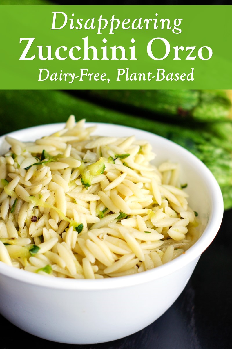 Disappearing Dairy-Free Zucchini Orzo Recipe - plant-based, vegan-friendly, allergy-friendly options. Great side or one-dish meal!