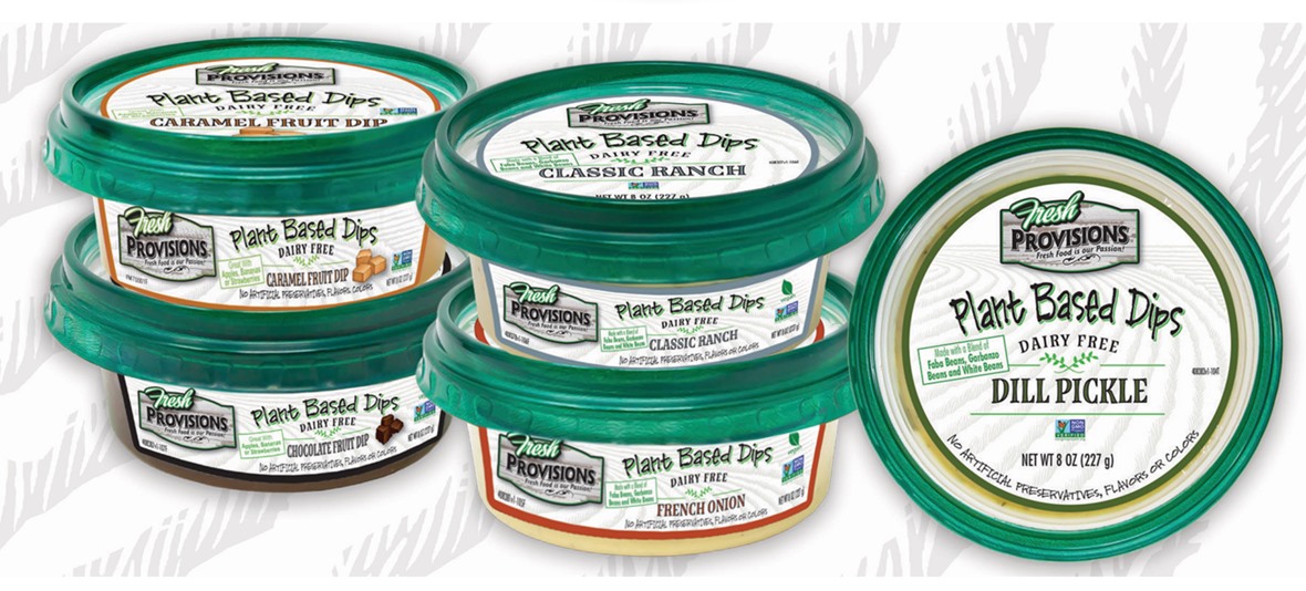 Fresh Provisions Plant Based Dips Reviews and Info - dairy-free, allergy-friendly, and vegan, in Ranch, French Onion, Dill Pickle, Caramel, and Chocolate