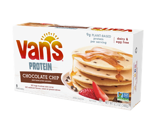 Van's Protein Pancakes Reviews and Info - Dairy-free, Plant-based, Egg-free, and Vegan! 9 to 10 grams of protein per serving.
