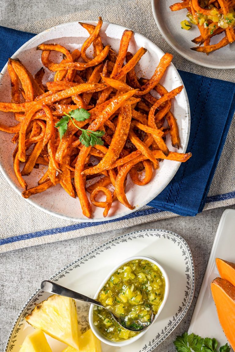 Air Fryer Sweet Potato Fries Recipe with Spicy Pineapple ...