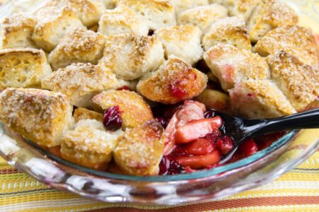 Dairy-Free Cranberry Apple Cobbler Recipe made Easy with Refrigerated Biscuits (also vegan-friendly and nut-free)