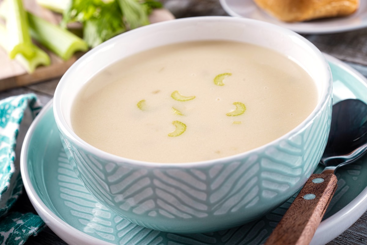 Dairy-Free Condensed Cream of Celery Soup Recipe (Campbell's Copycat!). Fast, easy and cheap. Also allergy-friendly and vegan. Works great in recipes, or as soup, like pictured.