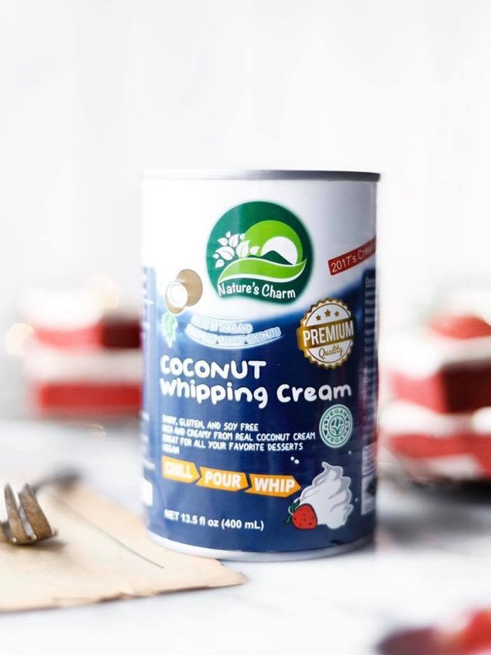 Nature's Charm Coconut Whipping Cream - dairy-free, gluten-free, vegan, and paleo-friendly whipped topping ready to chill and whip. Refined sugar-free.