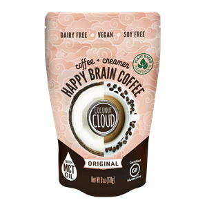 Coconut Cloud Happy Brain Coffee Reviews and Info - dairy-free, plant-based, and keto-friendly with MCT oil - instant vegan latte mixes
