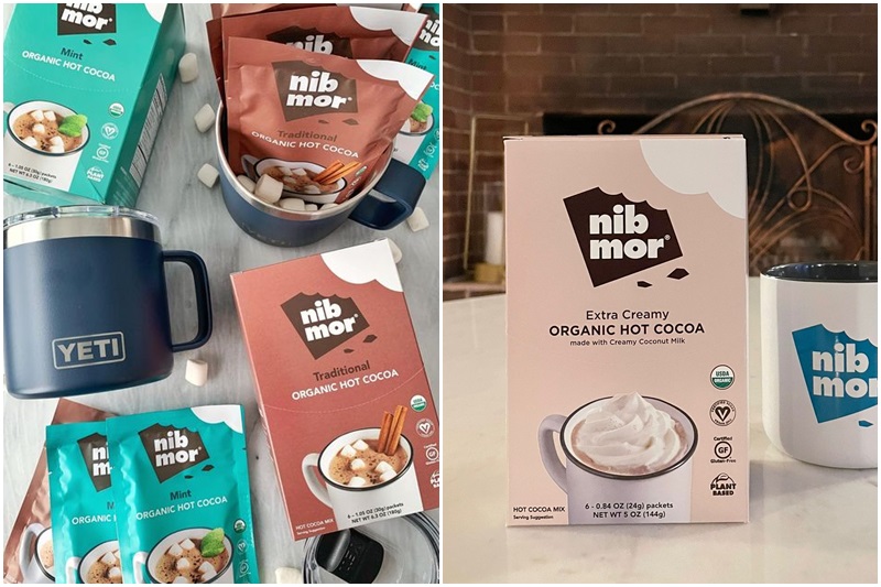 Dairy-Free Hot Chocolate Guide with Hot Cocoa Brands and Recipes - Vegan-Friendly with Allergy-Friendly, Soy-Free, Sugar-Free, Refined Sugar-Free, Paleo, and Keto Options. Pictured: Nibmor Drinking Chocolate