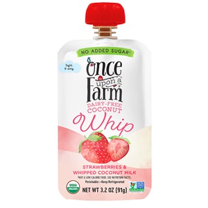 Once Upon a Farm Coconut Whip for Kids! Natural, dairy-free pouches with no added sugars. Allergy-friendly, vegan, and two flavors!