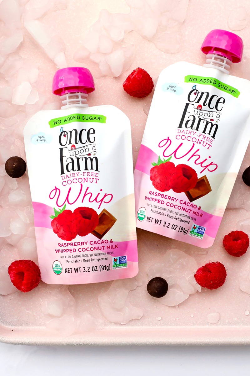 Once Upon a Farm Coconut Whip for Kids! Natural, dairy-free pouches with no added sugars. Allergy-friendly, vegan, and two flavors!