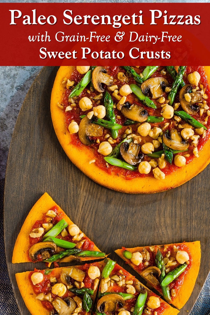 Paleo Superfood Pizzas with Sweet Potato Crust - Dairy-Free, Gluten-Free, Grain-Free with warm African Flavors