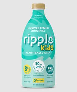 Ripple Kids Unsweetened - new pediatrician approved dairy-free milk alternative, now in unsweetened and original