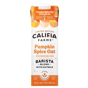 Califia Farms Pumpkin Spice Oat Barista Blend Info - Seasonal