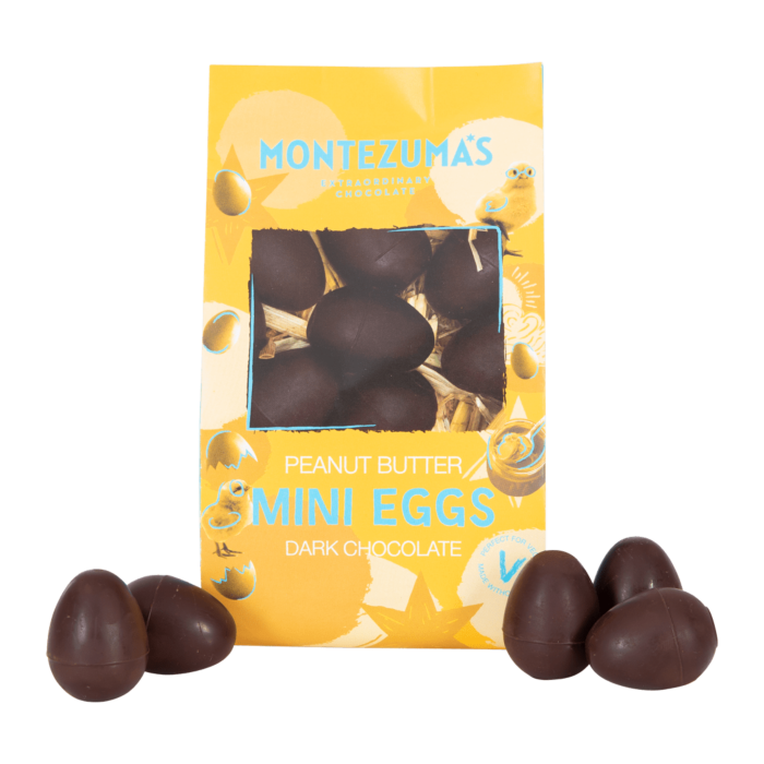 Dairy-Free and Vegan Alternatives to Cadbury Creme Eggs, including chocolate eggs with various cream fillings. US, Canada, UK, Europe, and Australian options! Pictured: Montezuma's Peanut Butter Eggs
