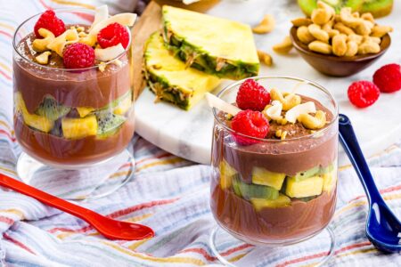 Plant-Based Chocolate Mousse Parfaits for Dessert or Breakfast - Easy, healthy, gluten-free, paleo-friendly recipe with vegan and nut-free options.