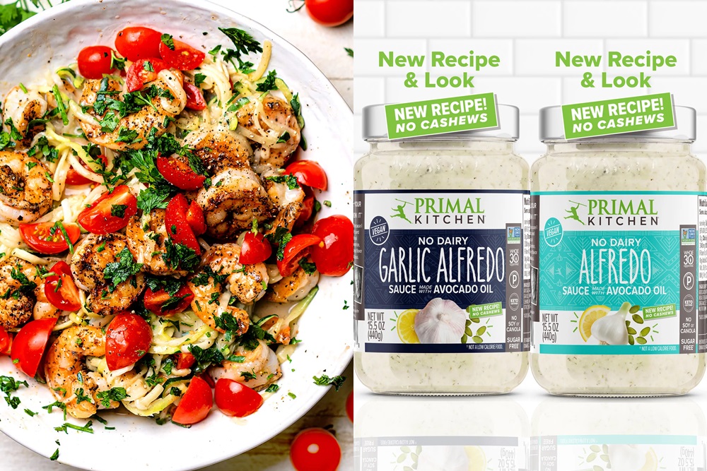 Primal Kitchen No Dairy Alfredo Sauces Reviews & Info - dairy-free, gluten-free, soy-free, and now nut-free! Also suitable for vegan, keto, and paleo diets. Two varieties.