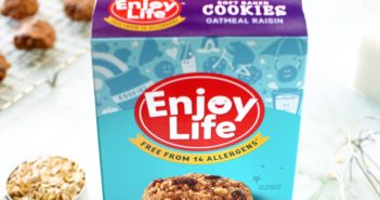 Enjoy Life Soft Baked Cookies Get a New Look, Recipe, and Flavor: Oatmeal Raisin! All varieties are Gluten-Free, Top Allergen-Free, and Made in a Dedicated Allergy-Friendly Facility with no nuts, dairy, eggs, soy, and more. Also vegan-friendly, certified gluten-free, certified kosher pareve, and non-GMO verified.