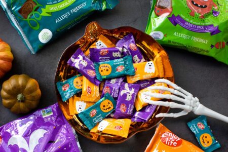 Enjoy Life Halloween Chocolate Minis - Gluten-Free, Dairy-Free, Nut-Free, Soy-Free, and Positively Delicious! Ricemilk Chocolate and Dark Chocolate Varieties.