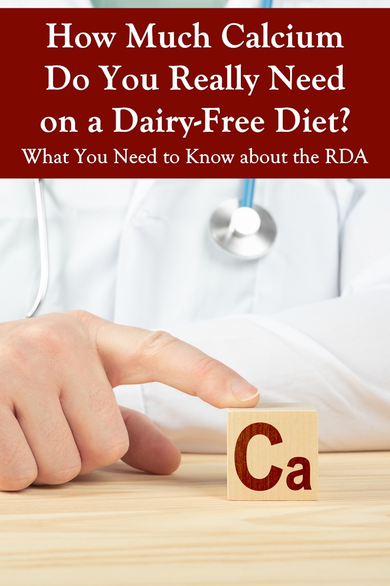 How Much Calcium Do I Need on a Dairy-Free Diet? What you didn't know about RDA, DV nutrition facts, and the current research. Plus resources for dairy-free calcium sources.