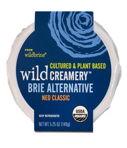 WildCreamery Brie Alternative - dairy-free, gluten-free, soy-free, and vegan. Made via a wild-culture, aging process.