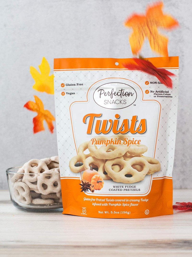 Perfection Snacks Twists Reviews and Info - Vegan Varieties - gluten-free pretzel twist with white fudge or chocolate coating in several varieties.