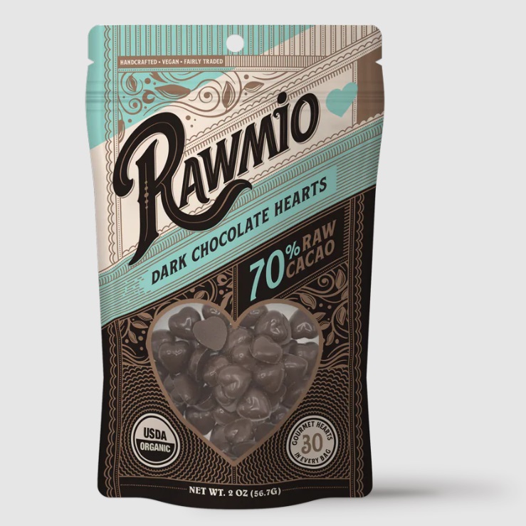 Guide to the Best Dairy-Free Valentine Chocolate: Vegan, Gluten-Free, Food Allergy-Friendly, Organic, Fair Trade & more! Pictured: Rawmio low sugar and sugar free chocolate hearts