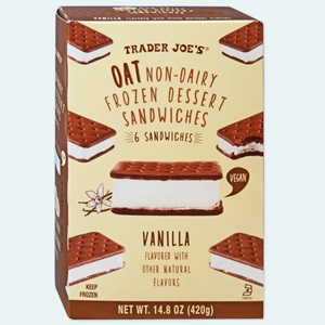 Trader Joe's Oat Non-Dairy Frozen Dessert Sandwiches are the first dairy-free and vegan ice cream sandwiches made with oat milk! - Read on for reviews and information! 