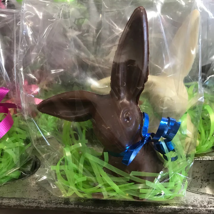 Dairy-Free Chocolate Easter Bunnies, Eggs, and More. Pictured: Vegan Bixby Dark Chocolate Bunny