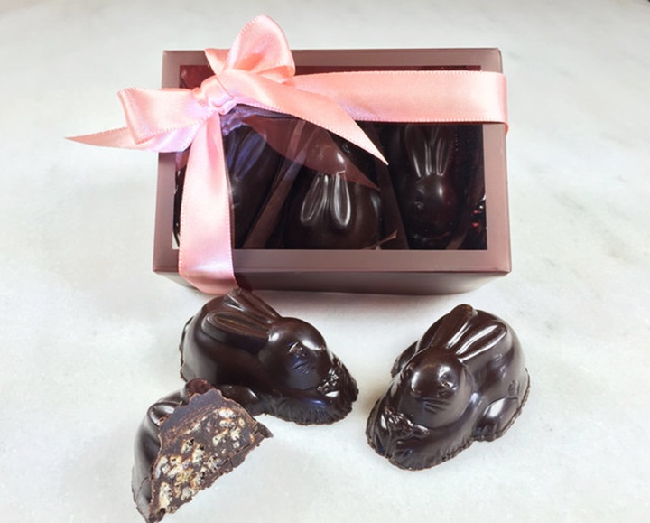 Dairy-Free Chocolate Easter Bunnies filled with Caramel from Amore di Mona