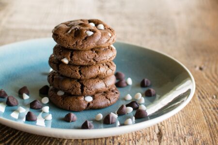 Dairy-Free Triple Chocolate Cookies Recipe with White, Milk, and Dark Morsels - also nut-free and soy-free with other special diet tips
