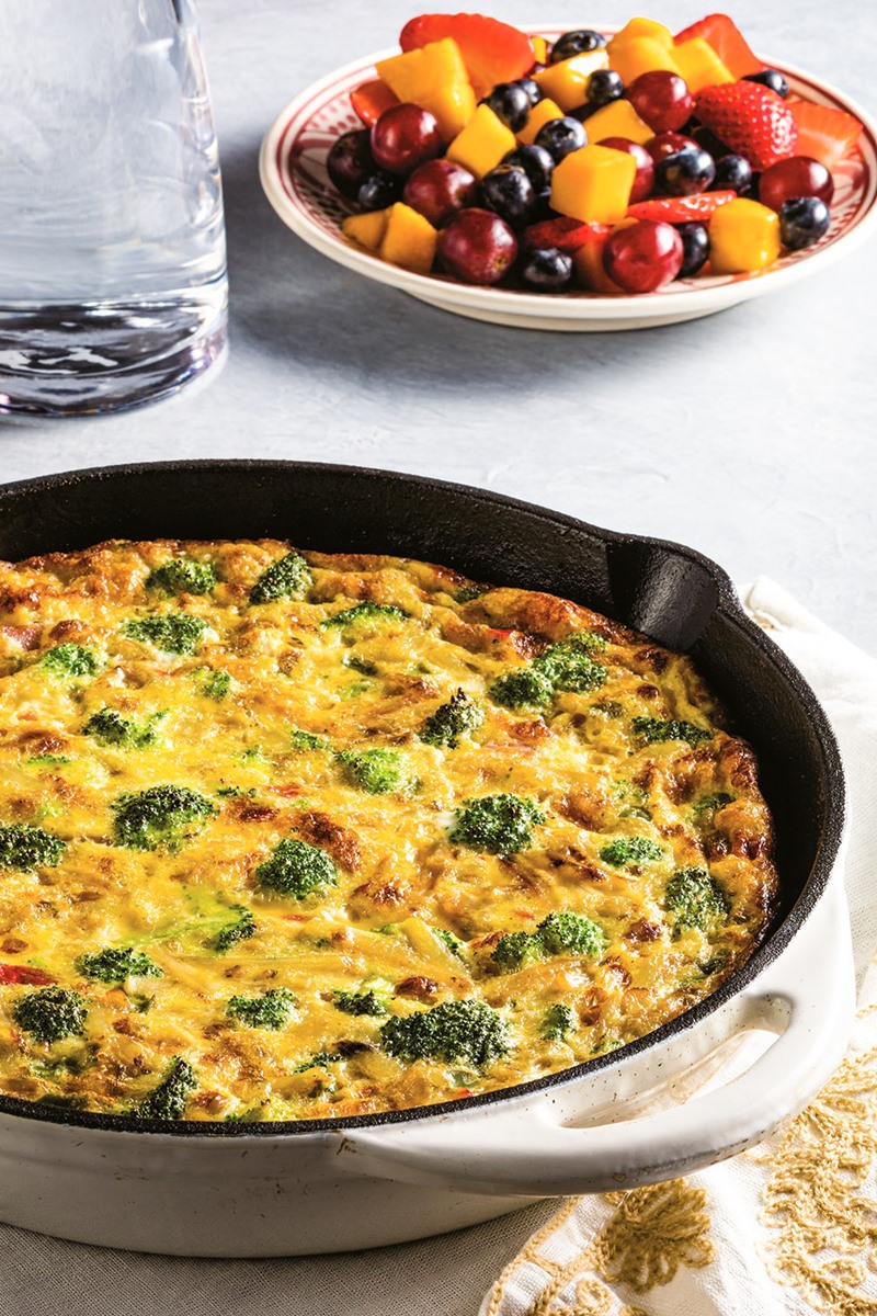 Dairy-free ham and broccoli frittata recipe without any type of cheese - naturally gluten-free, grain-free, nut-free and peanut-free