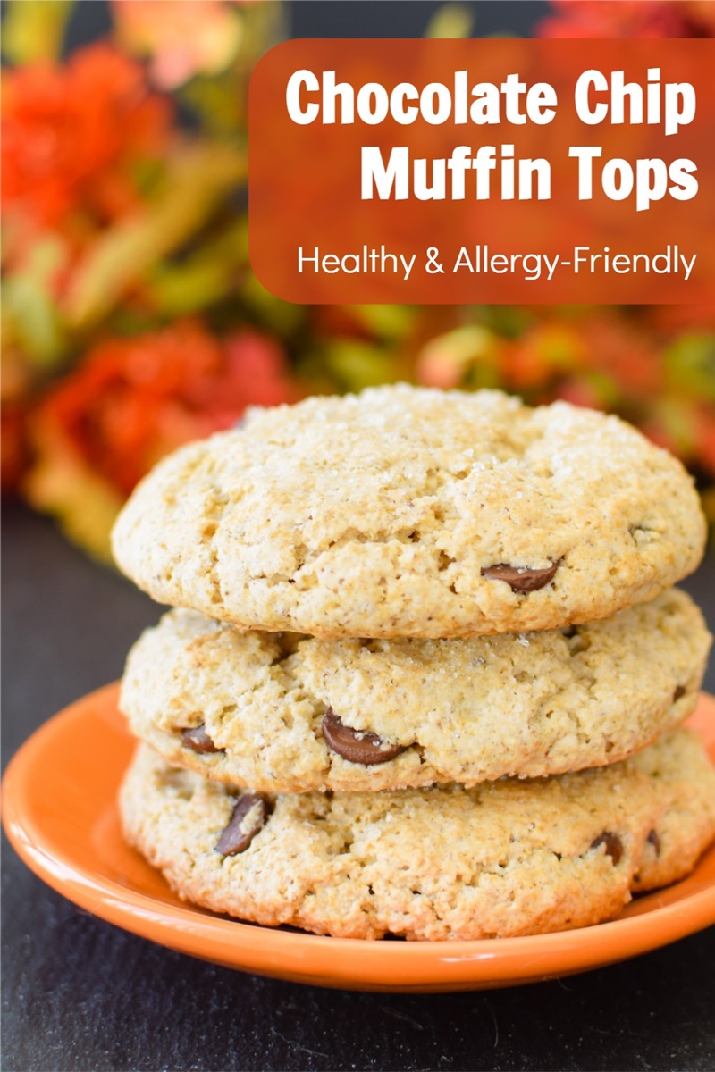Healthy Chocolate Chip Muffin Tops Recipe - naturally dairy-free, gluten-free, egg-free, nut-free, soy-free, plant-based, and vegan with wheat flour option