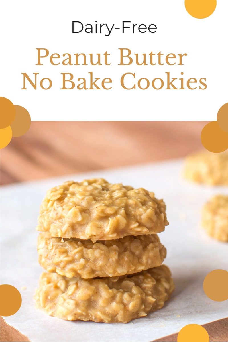 Dairy-Free Peanut Butter No Bake Cookies Recipe - fudgy oat bites that are naturally chocolate-free, gluten-free, and egg-free too! Easy, rich, and perfectly sweet.