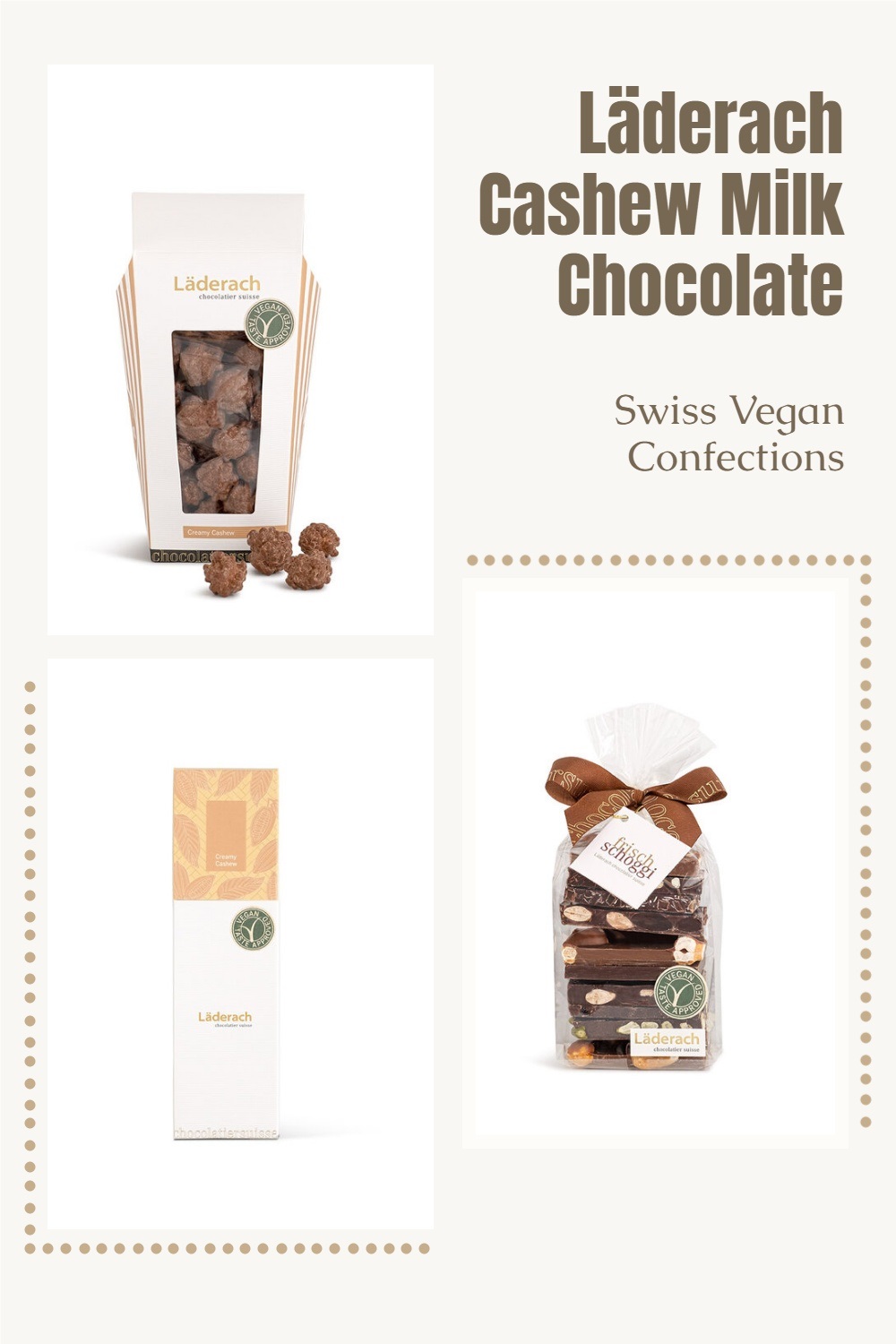 Läderach Vegan Milk Chocolate Reviews and Info - A range of dairy-free, plant-based, cashew milk chocolate products from a famous Swiss Chocolatier