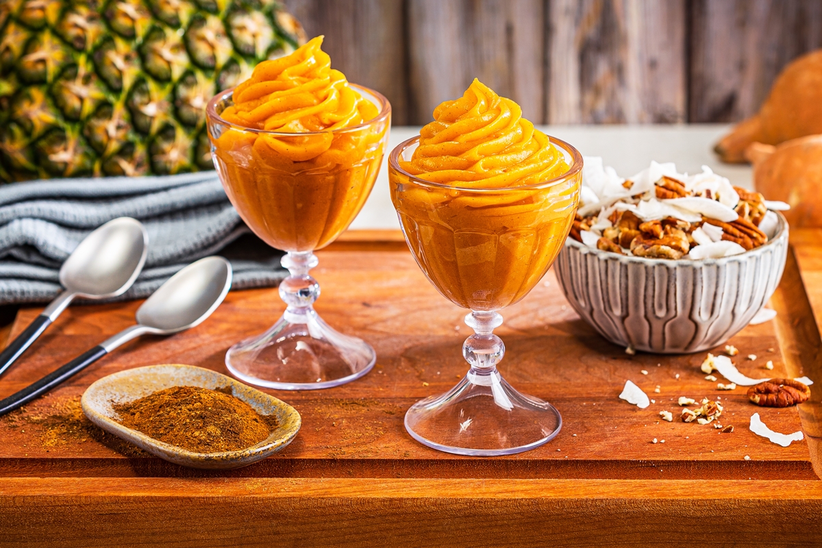 Pumpkin Spice Dole Whip Recipe - easy, healthy, delicious! Naturally dairy-free, gluten-free, nut-free, soy-free, plant-based, and vegan-friendly.