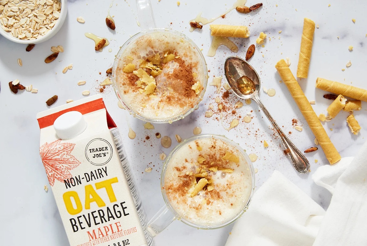 Trader Joe's Dairy-Free Shopping List for Seasonal Fall Items. Pictured: Maple Oat Milk