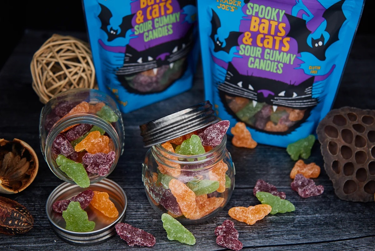 Trader Joe's Dairy-Free Shopping List for Seasonal Fall Items. Pictured: Bats & Cats Gummis for Halloween