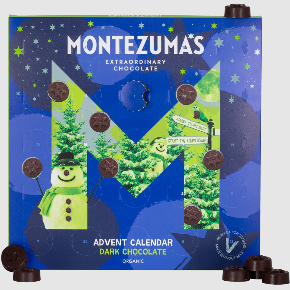 Our BIG round-up of Dairy-Free Advent Calendars. Montezuma's Organic Vegan & Dairy-Free Advent Calendars pictured