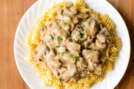 Classic Dairy-Free Beef Stroganoff Recipe - which sour cream alternative is best? What about homemade? What cut of meat should I use? We have all of the answers and your perfect any night recipe! Comforting, creamy, delicious.