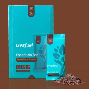 LyfeFuel Essentials Bars Reviews & Info - dairy-free, plant-based, high protein, high fiber, meal replacement, healthy fats, whole food vitamins and minerals.
