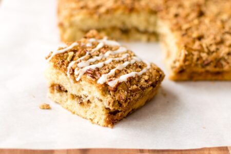 Dairy-Free Sour Cream Coffee Cake Recipe that's just like a Coffeehouse Favorite. Moist, tender, delicious! Layered with brown sugar streusel.