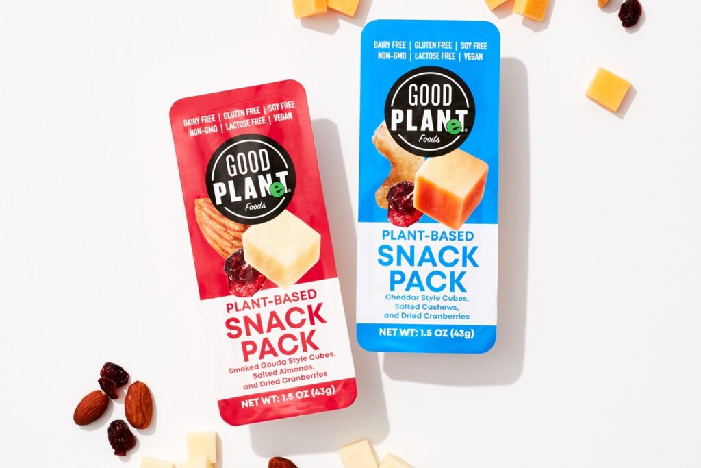 Good Planet Dairy-Free Cheese Snack Packs Reviews and Info - vegan on-the-go Cheddar and Smoked Gouda snacks with nuts and dried cranberries