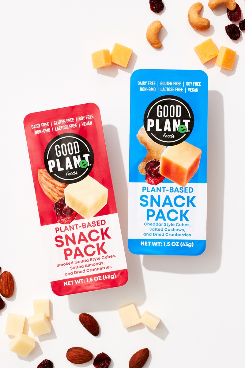 Good Planet Dairy-Free Cheese Snack Packs Reviews and Info - vegan on-the-go Cheddar and Smoked Gouda snacks with nuts and dried cranberries