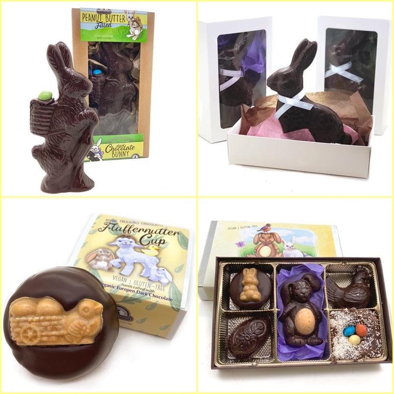 The Dairy-Free Chocolate Easter Bunny and More Round-Up - vegan with gluten-free and allergy-friendly options - including creme-filled eggs and white chocolate treats! PIctured: Divine Treasures Chocolates