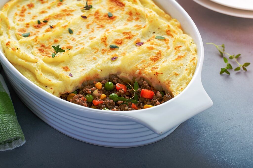 This dairy-free shepherd's pie is based on a traditional recipe, with options including egg-free, gluten-free, and cottage pie.