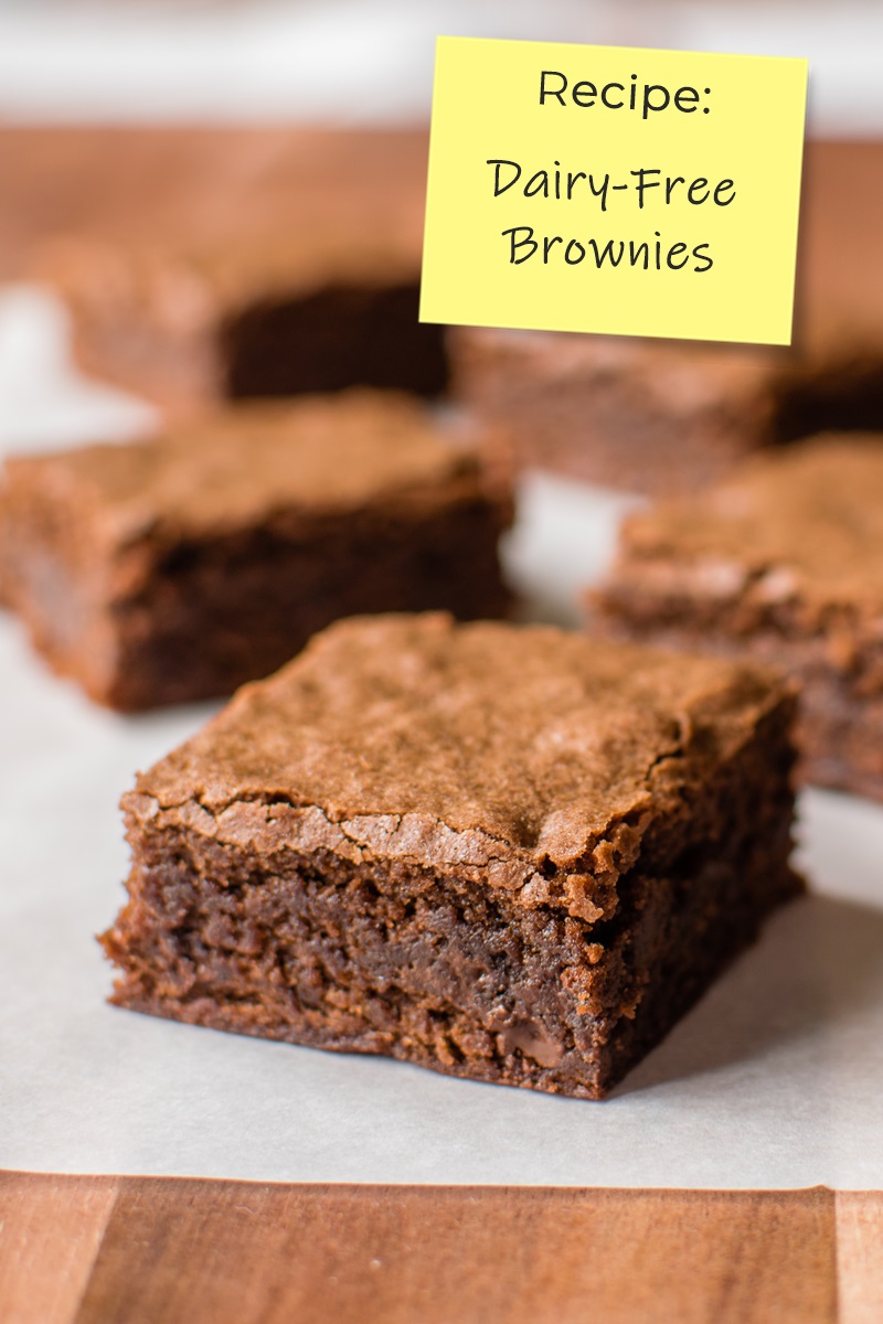 Classic Dairy-Free Brownies Recipe - that perfect, soft, chewy, chocolaty brownie with a crackly top and clean homemade taste. Naturally nut-free and soy-free. Uses basic everyday ingredients - simple and easy!