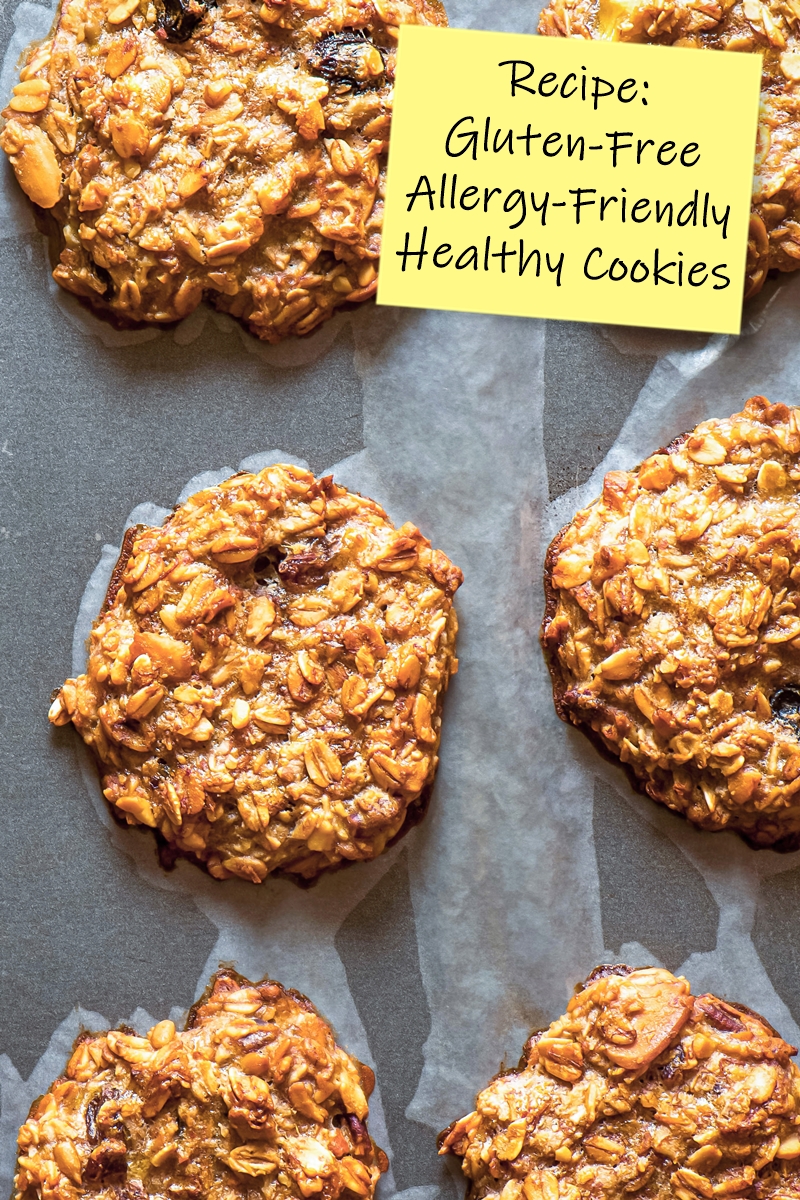 Allergy-Friendly Healthy Cookies Recipe - naturally sweetened with fruit and made free of dairy, eggs, gluten, nuts, soy, and more! Includes options for all, including vegan.